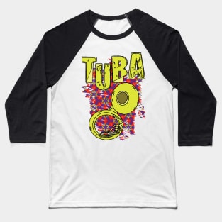Sketchy Tuba Text and Pattern Baseball T-Shirt